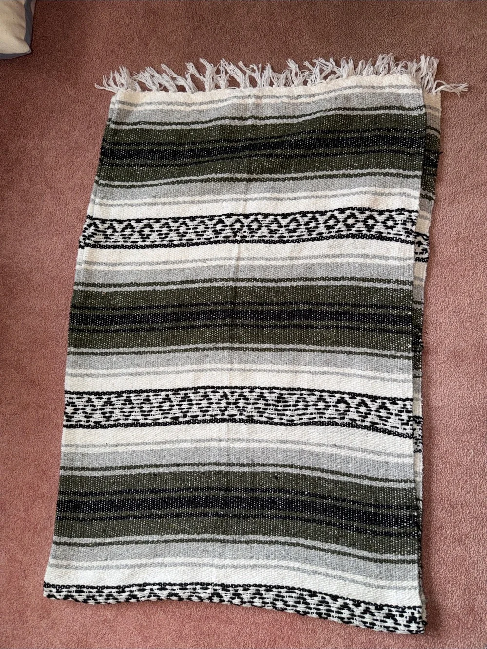 Olive, White, Grey, Black Striped Woven Throw Blanket - Unbranded from Arizona